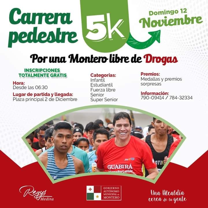 Carrera Pedestre 5K Por una Montero libre de drogas