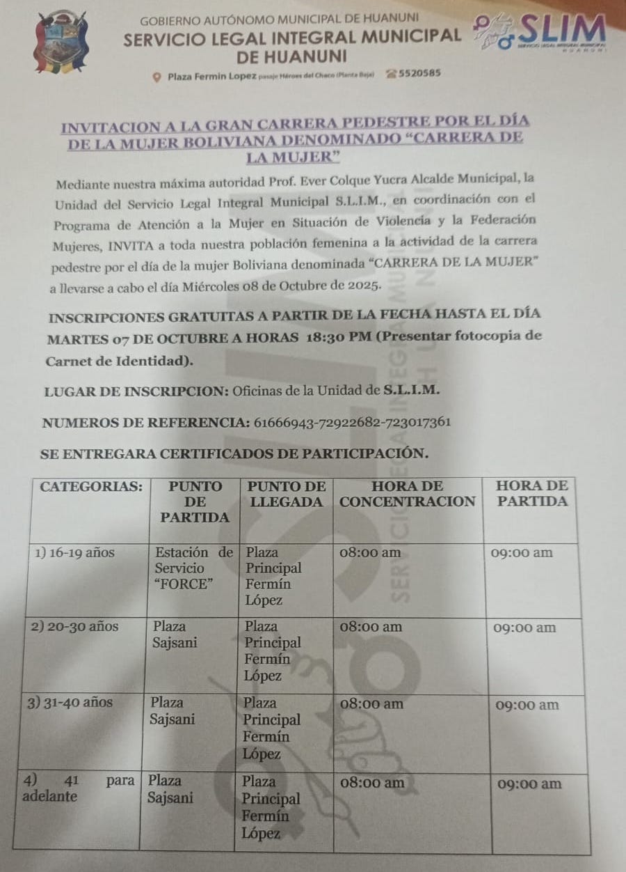 Carrera de la Mujer en Huanuni
