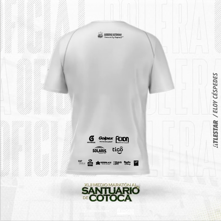 Polera oficial de la Media Maraton al Santuario de Cotoca 2022